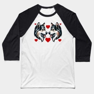 Love Huskies Couple Tee, Cute Dog Lover T-Shirt, Valentines Canine Design, Unisex Adult Clothing, Gift for Pet Owners Baseball T-Shirt